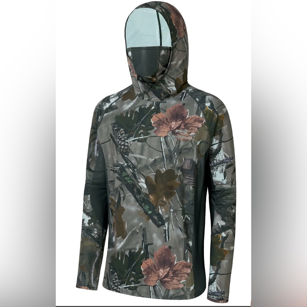 Bassdash Men's UPF 50+ Long Sleeve Hunting Hoodie With Mask FS06M, Size: S - NWT
